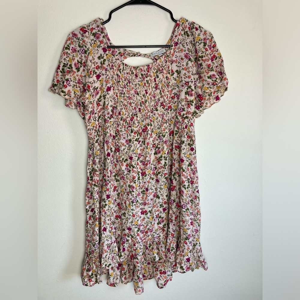 Patrons of Peace Dress Large Multicolor Floral Peasant Bohemian Womens Babydoll